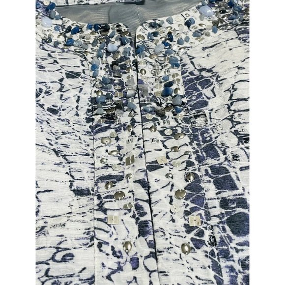 Chico’s Purple Size 1 Embellished Silver Sequins Blue Stones Open  Blazer Jacket - Picture 4 of 11